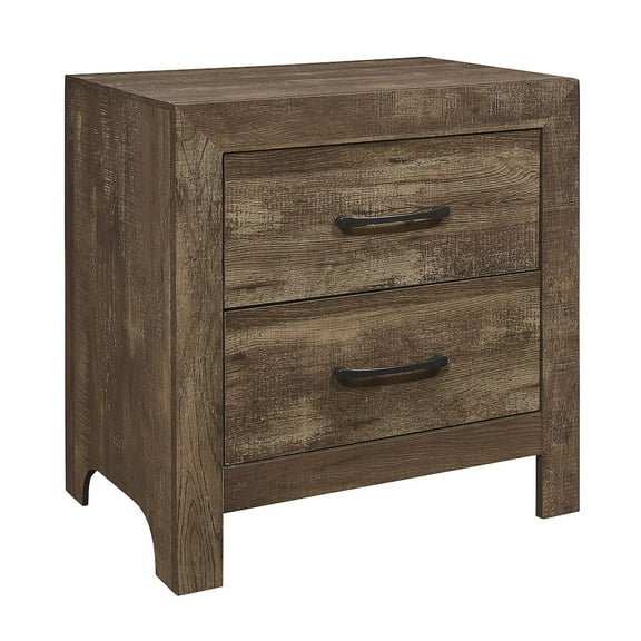 Lexicon Wood 2 Drawer Nightstand in Rustic Brown