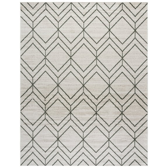 SAFAVIEH Adirondack Caitriona Geometric Squares Area Rug, Ivory/Dark Green, 9' x 12'