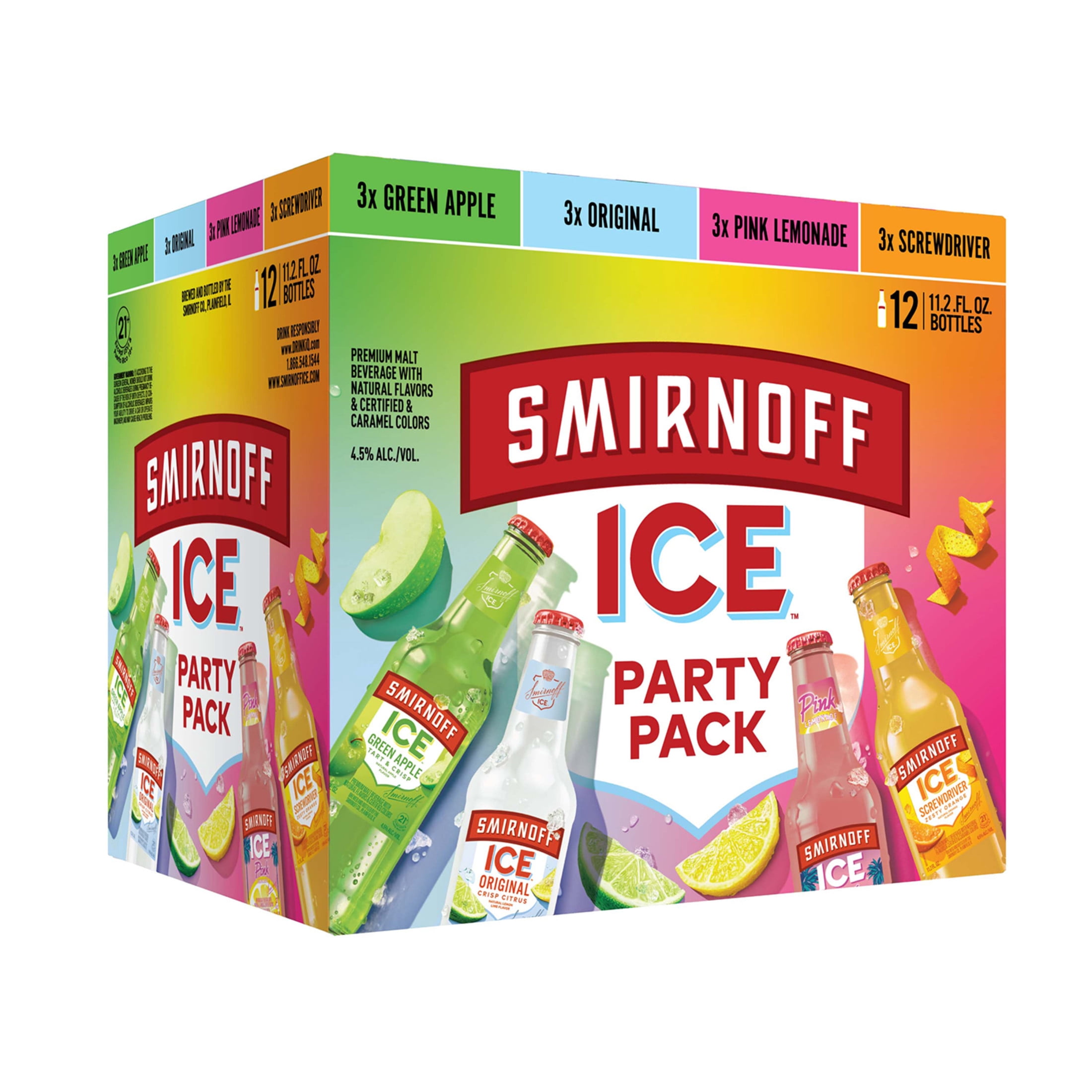 Smirnoff Ice Party Pack Variety, 12 Pack Bottles, 11.2 fl oz, 4.5% ABV