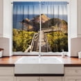 thumbnail image 2 of Ambesonne Australia Kitchen Curtains, Rocks Bridge and the Sea, 55"x45", Tan Green Blue, 2 of 3