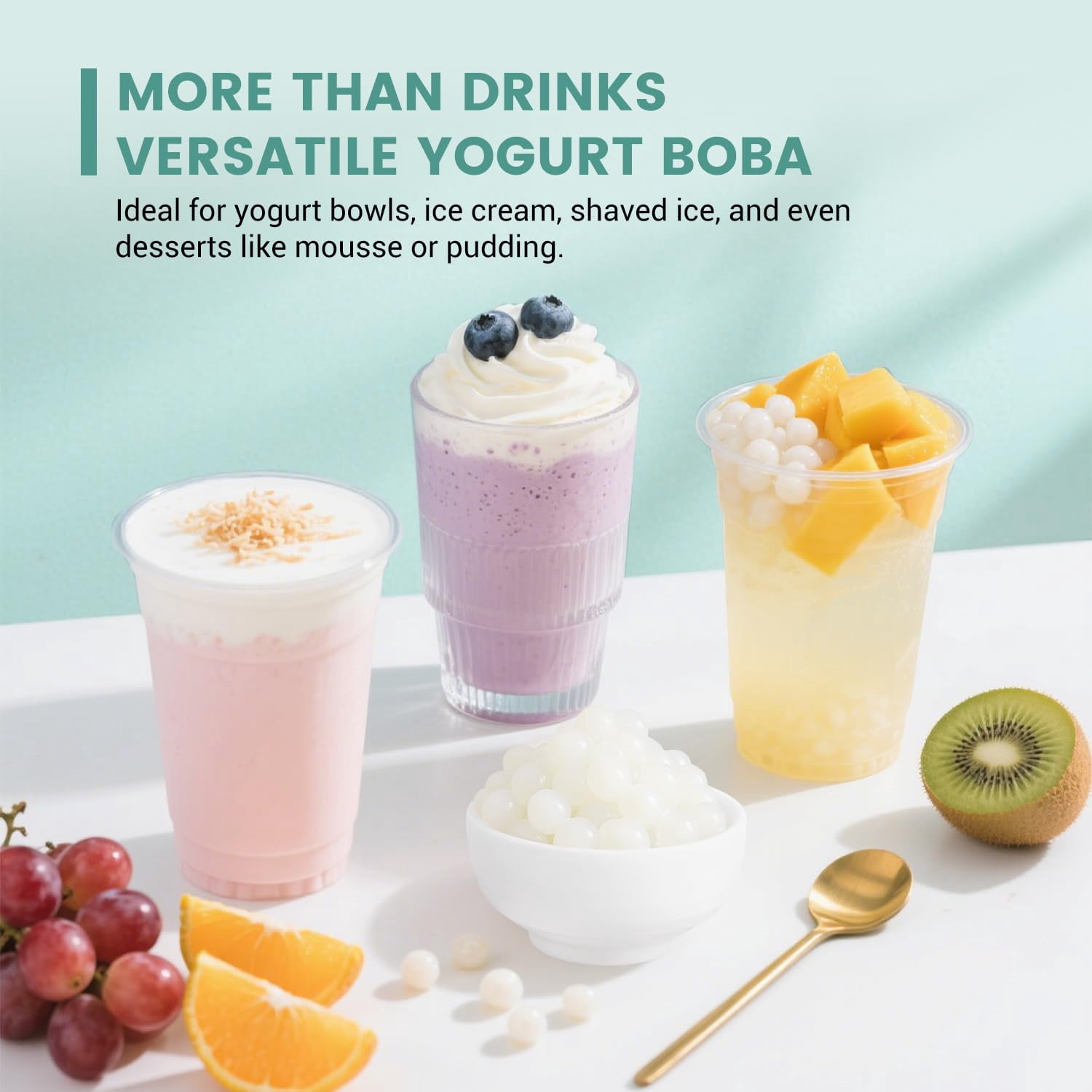 Soeos Yogurt Flavored Popping Boba, 6.6 lbs, Juicy, Chewy Fruit Balls for Boba Tea, Cocktails, Ice Cream, and Smoothies