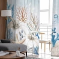 thumbnail image 4 of Thanksgiving Coastal Semi Sheer Curtains 63 Inch Length 2 Panels Set, Blue White Pumpkin Starfish Coral Sheer Kitchen Curtain Privacy Voile Window Curtain for Living Room Bedroom Rod Pocket Drapes, 4 of 7