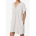 thumbnail image 3 of Mini vestido casual suelto de manga corta con cuello en V de gasa de algodón para mujer Hueso 3X, 3 of 5