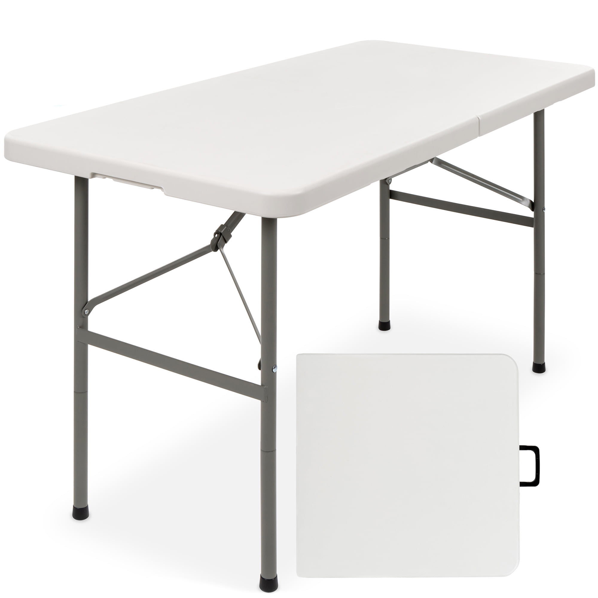 Best Choice Products 4ft Plastic Folding Table, Indoor Outdoor Heavy ...