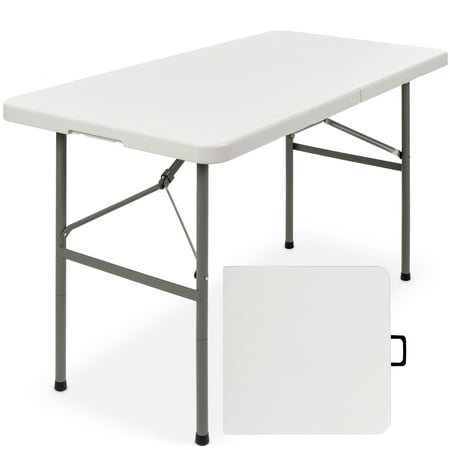 Best Choice Products 4ft Plastic Folding Table, Indoor Outdoor Heavy Duty Portable w/ Handle, Lock for Picnic, Camping