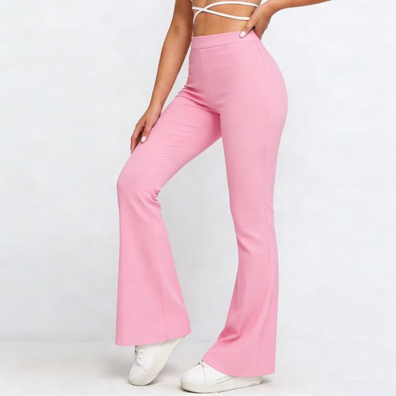 Flare Pants for Women High Waisted Bootcut Yoga Trousers Stretchy Slim Fit Bell Bottoms Solid Smooth Dressy Slacks Office Date Nightwear