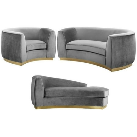 Home Square 3-Piece Furniture Set with Velvet Accent Chair Chaise and Loveseat
