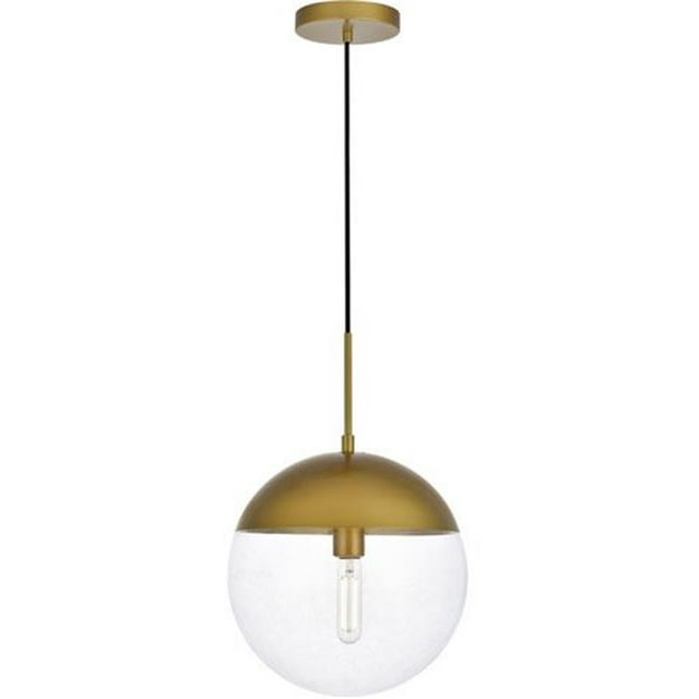 Living District LD6043BR Eclipse 1 Light Pendant Ceiling Light with Clear Glass, Brass