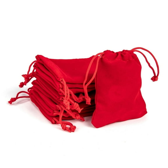 50pc Rectangle Velvet Pouches Gift Bags Red 9x7cm