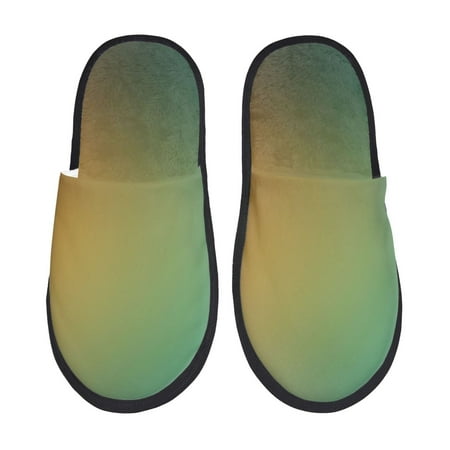 Balery Orange To Teal Gradient Slient Indoor Furry Fleece Comfort House Shoes Soft Non-Slip Home Shoes Cotton slippers House Slippers-- Large