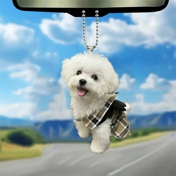 Cute Dogs Car Hanging Ornament Funny Puppy Pendant Rear View Mirror Accessories Creative Dogs Backpack Pendant Acrylic Dogs Festival Gift Pendant Car Interior Decorative Pendant