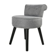 VEIKOUS Makeup Vanity Stool Chair with Low Back and Wood Legs, Grey