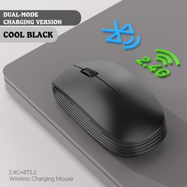 Ratón inalámbrico para computadora, de escritorio y portátil, óptico, recargable Bluetooth, Negro