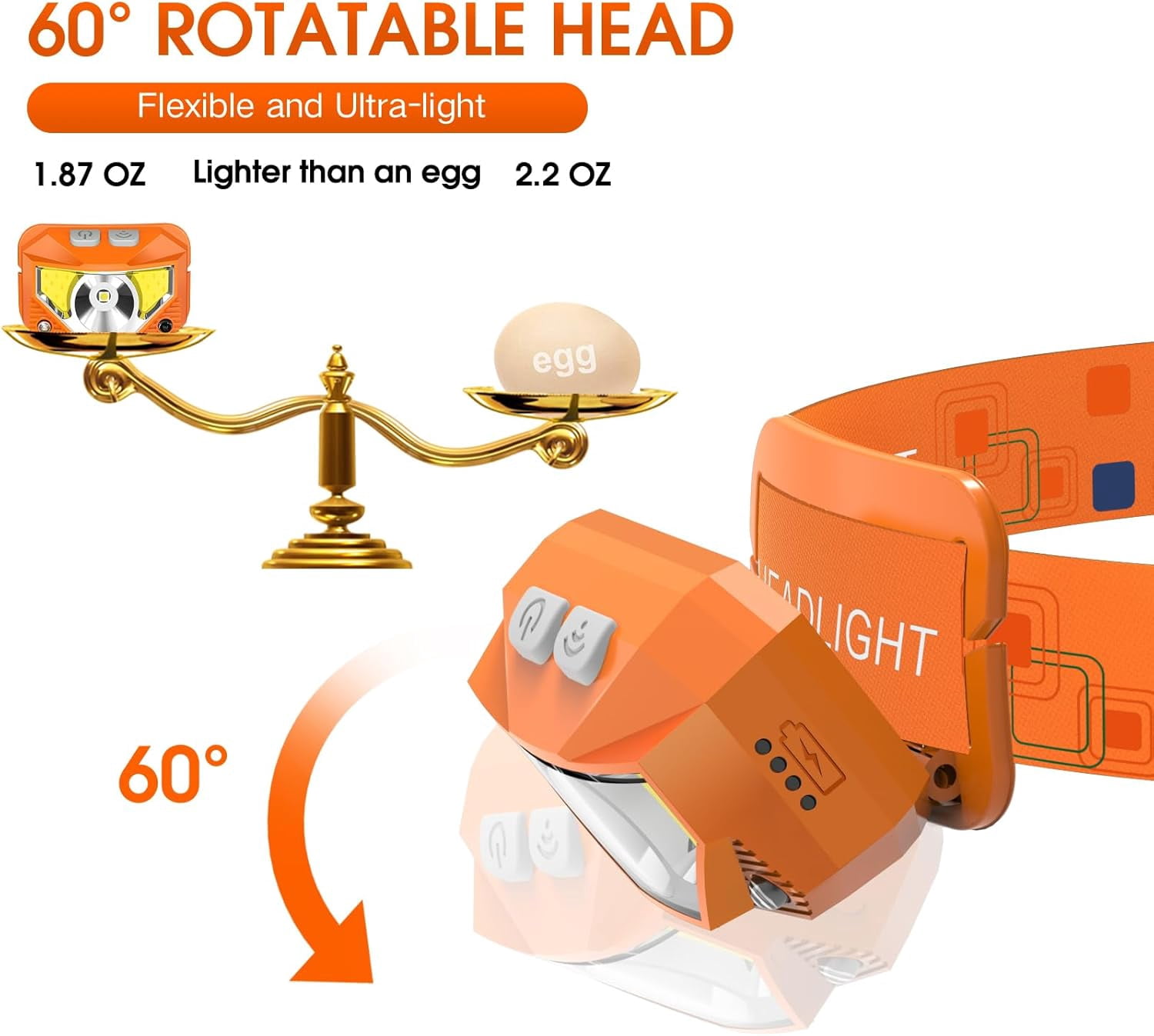 Headlamp Flashlight, Lumen Ultra-Light Bright LED Rechargeable Headlight with White Red Light, 2-Pack Waterproof Motion Sensor Head Lamp,8 Modes for Outdoor Camping Running Hiking Fishing