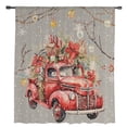 thumbnail image 2 of Xmas Red Truck, Semi Sheer Curtains Drapes for Living Room, Bedroom, French Doors Window 54 Inches Long, Christmas Balls Tree Branch Floral Rod Pocket Chiffon Curtain Drapery Voile Draperies Panel, 2 of 6