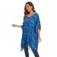 thumbnail image 4 of Beautybatik Cobalt blue Batik Caftan Boho Hippie Women Tunic Top Blouse Plus Size 3X, 4 of 5