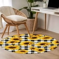 thumbnail image 4 of Small Round Rug 3Ft Washable Non-Slip, Sunflowers Blossom Circle Area Rugs for Living Room Bedroom, Spring Summer Garden Flowers Check Indoor Floor Mats Carpet Runner for Home Decor, 4 of 8