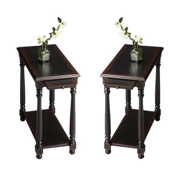 Home Square Chairside Table in Midnight Rose - Set of 2