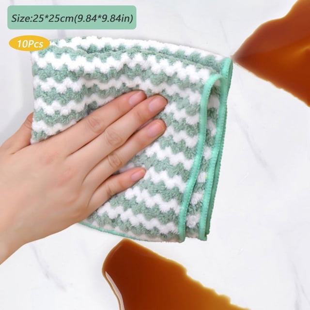 5 PCS Microfiber Cleaning Rag Super Absorbent Coral Fleece Cloth Scouring Towel Pad Multifunction for Kitchen Dishes Cleaning(Pink 5pcs)