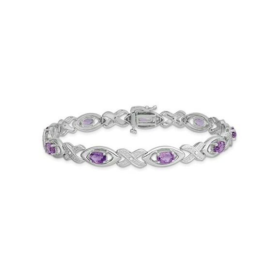 Gem & Harmony 3.40 Carat (Ctw) Amethyst Infinity Bracelet in Sterling Silver for Women