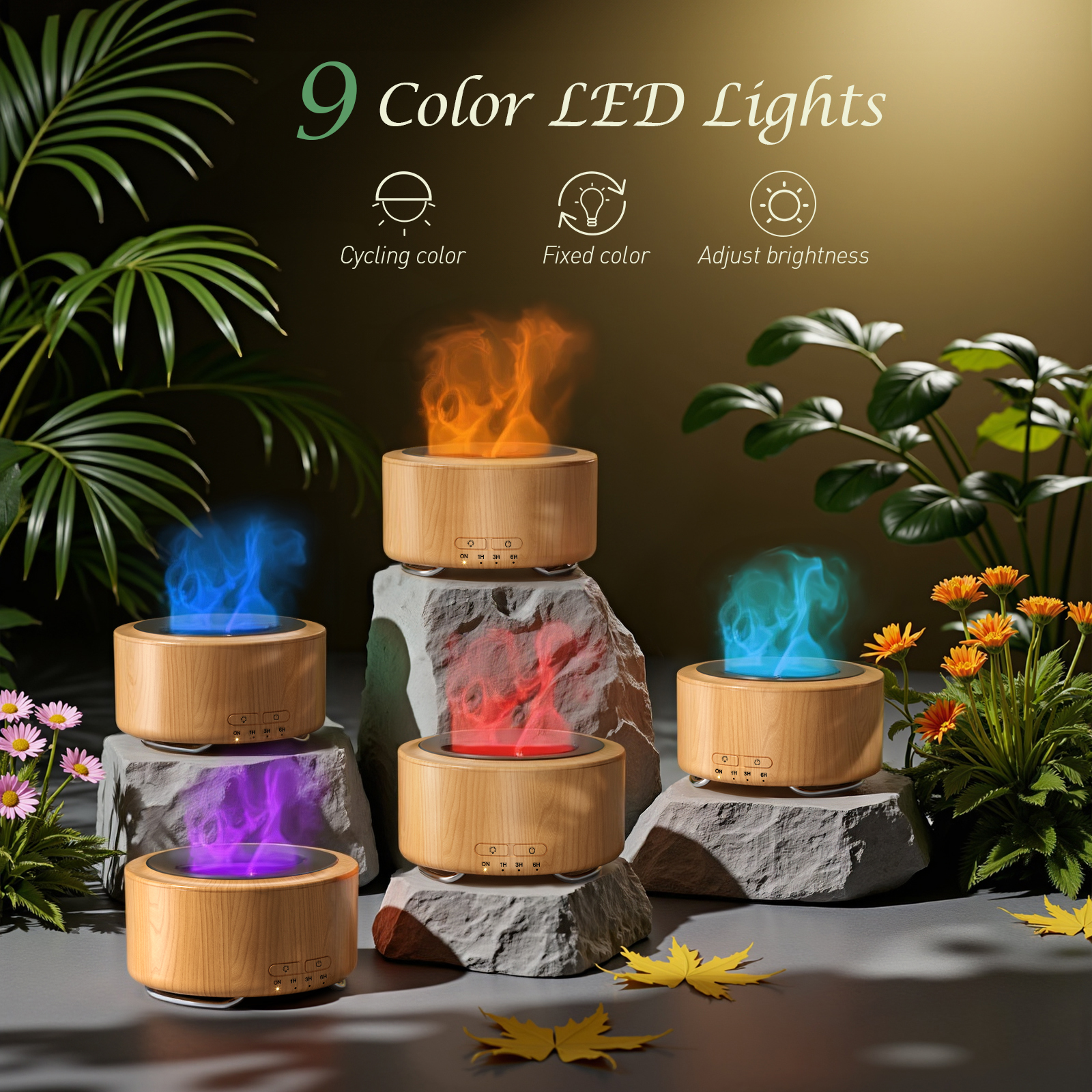 Noahstrong 500ml Essential Oil Diffuser with Flame Effect photo 3