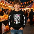thumbnail image 2 of SJLDQY Boys Halloween Sweatshirts Long Sleeve Crew Neck Sweatshirt Hallowmas Skeleton Graphic Casual Pullover Tops for Boys, 2 of 4
