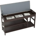 thumbnail image 6 of Homfa Bamboo Storage Bench with 2 Tiers Shoe Rack, Bathroom Shoe Bench Bed End Stool with Flip Top and Padded Seat, Vintage (up to 7 Shoes), 6 of 7