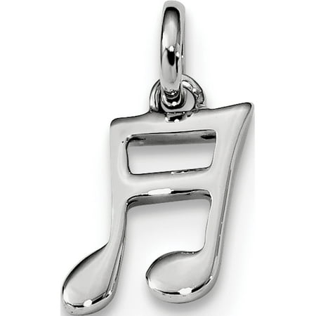 Leslies Fine Jewelry Designer 925 Sterling Silver Rhodium-plated Music Note (8.2x16.75mm) Pendant Gift
