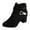 Black, variant on Black Ladies Suede Ankle Boots Mid Heel Side Zipper Belt Buckle Round Toe Casual Plus Size