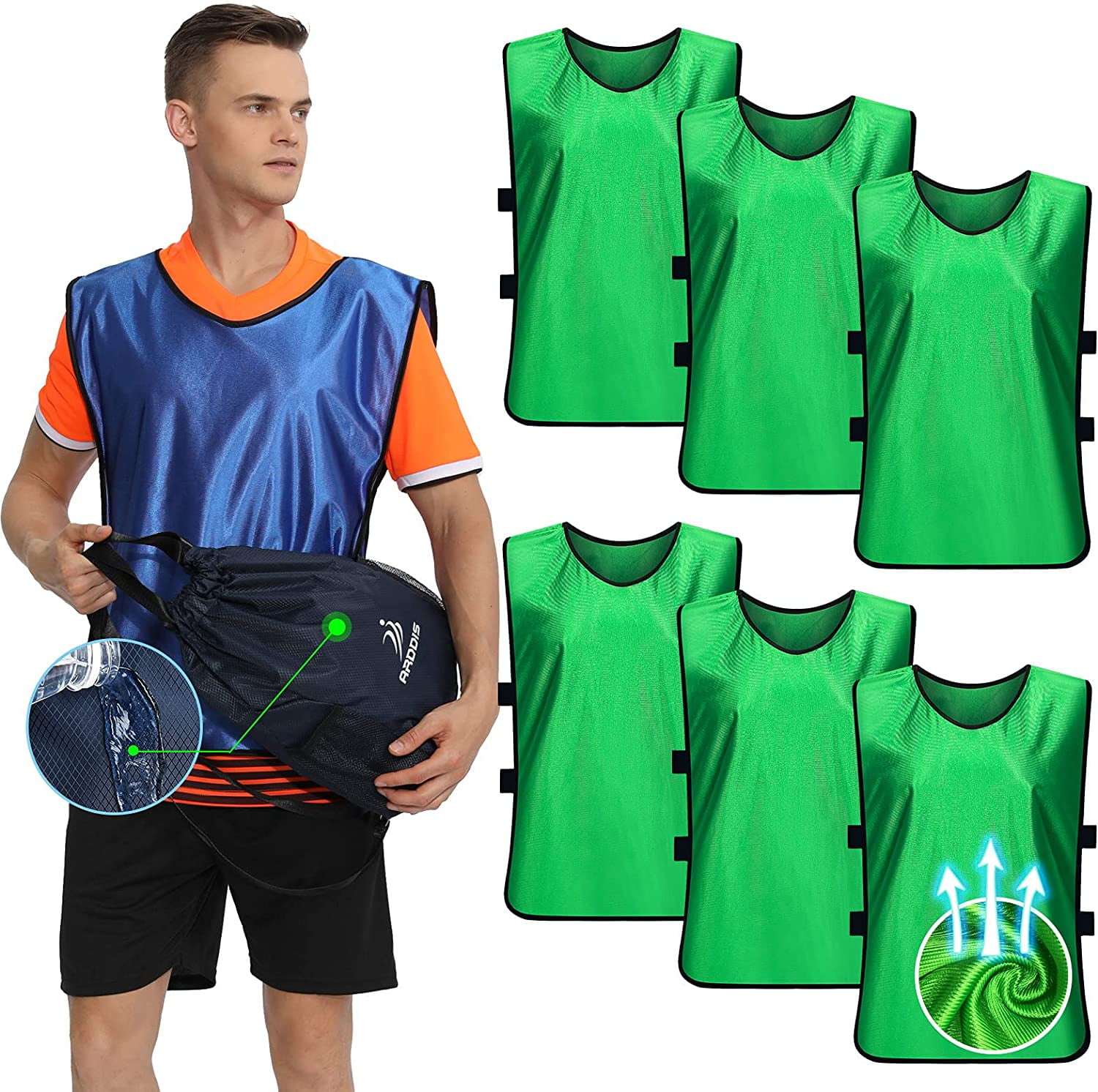 Adult Green Scrimmage Training Vests Pinnie Uniform 