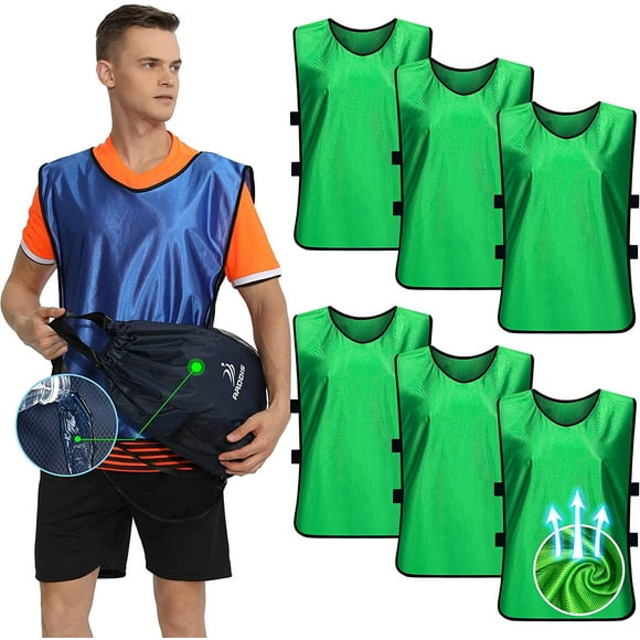 6 Pack Pinnies Scrimmage Vests Jersey for Soccer Basketball Hockey Adult