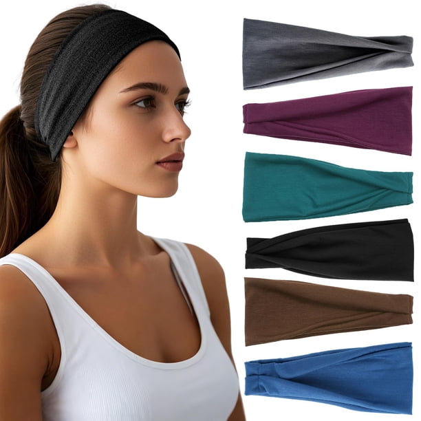 Diademas HSEM para mujer, paquete de 6 cintas elásticas anchas