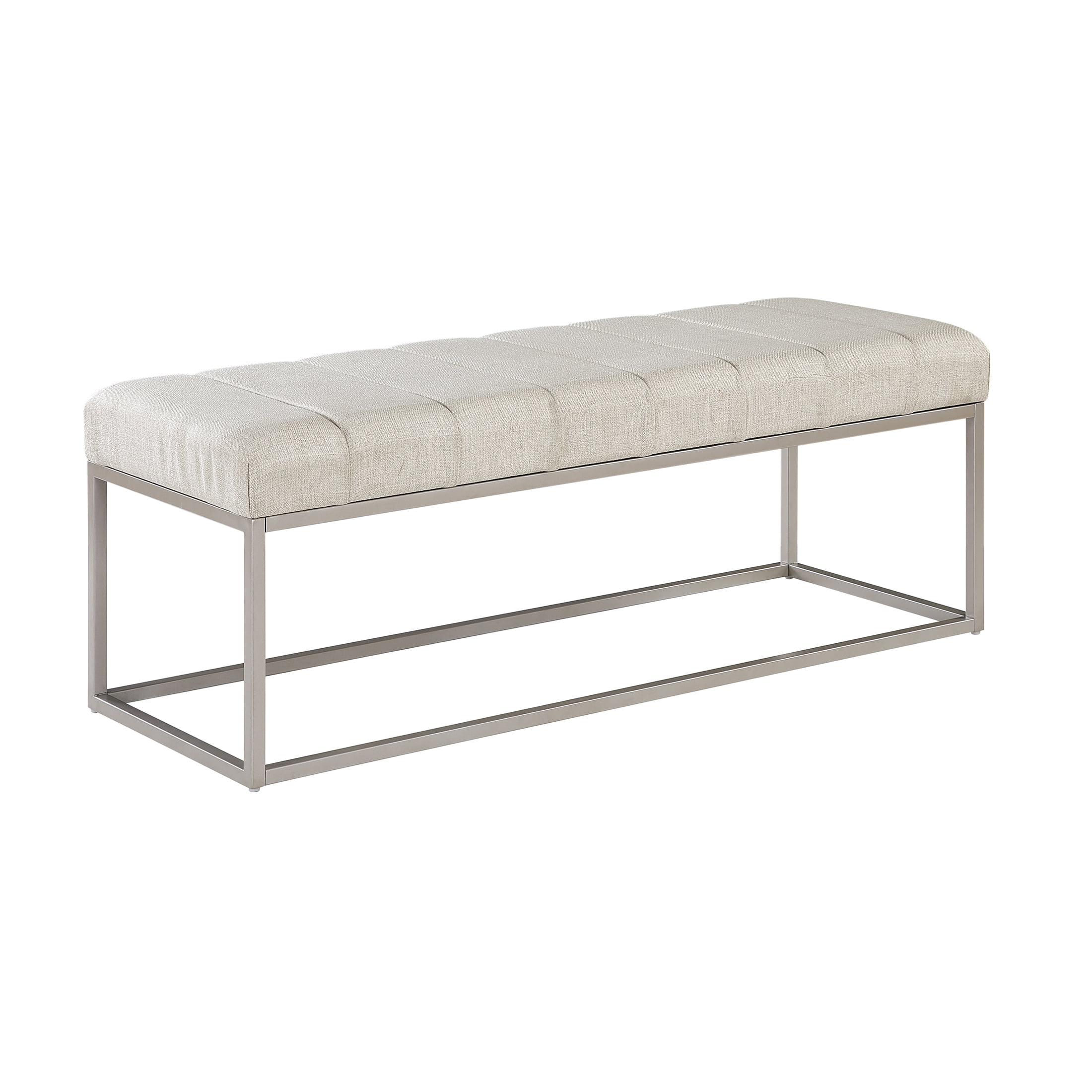 OakvillePark Avelith Metal Frame Textured Fabric Bench, Beige