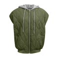 thumbnail image 6 of Women's Color-Blocked Sleeveless Vest, Modern Drawstring Hooded Puffer Vest with Front Pockets, Lightweight Quilted Winter Outerwear for Women, Trendy Zip Up Vest, Casual Sleeveless Jacket Green M, 6 of 8
