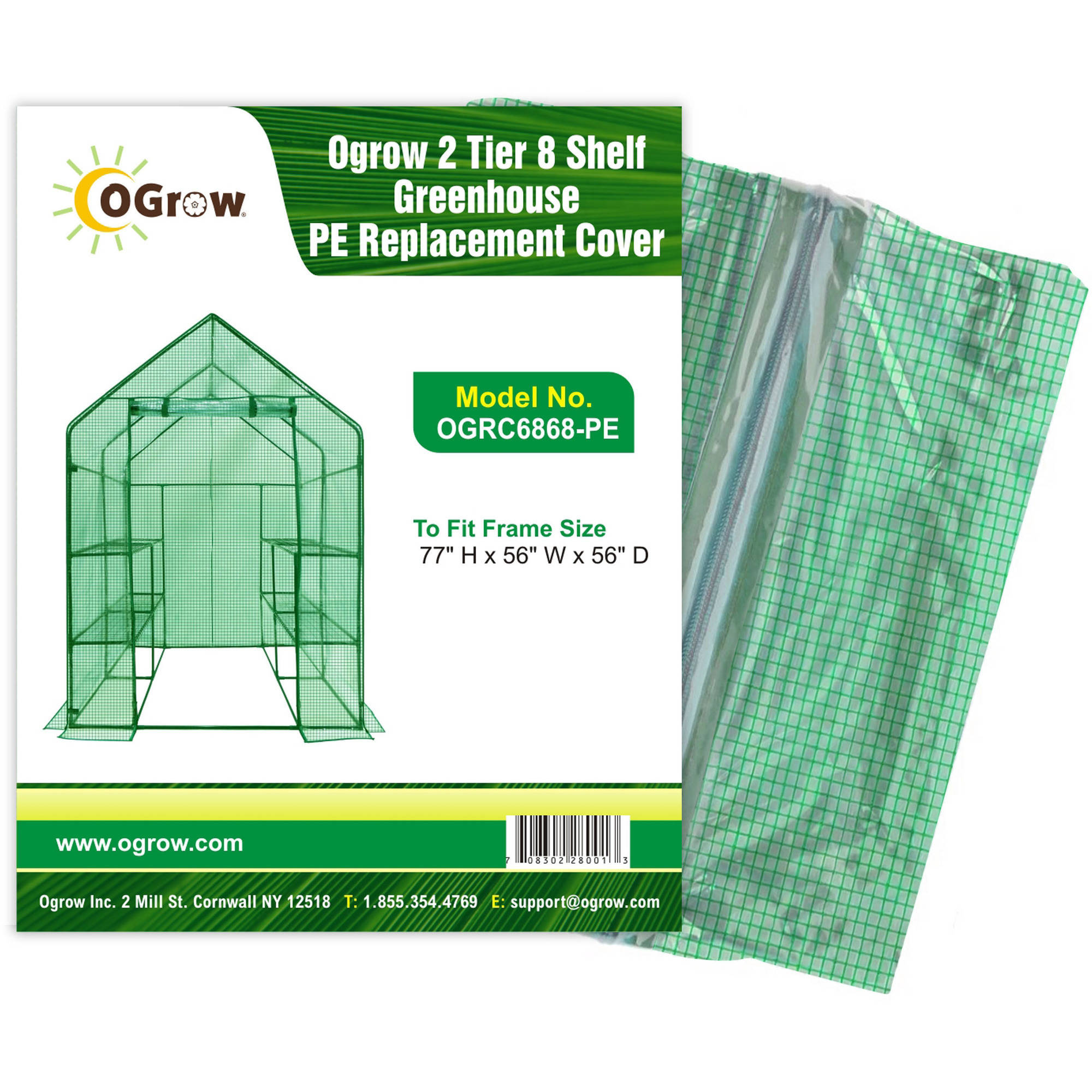 Ogrow 2-Tier 8-Shelf Greenhouse PE Replacement Cover To Fit Frame Size ...