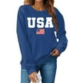 thumbnail image 6 of Wang6 Womens USA Letter Printed Graphic Sweatshirts Causal Loose Fit Long Sleeve No Hood Pullovers Crew Neck Tops T Shirts Blue L, 6 of 6