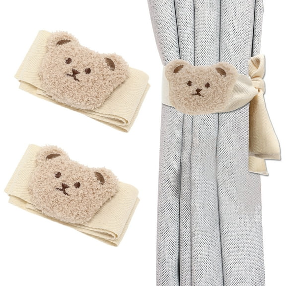 Unique Bargains 2pcs Bears Curtain Ties for Drapes Curtain Holdbacks Wall Decoration for Home Office Khaki Beige