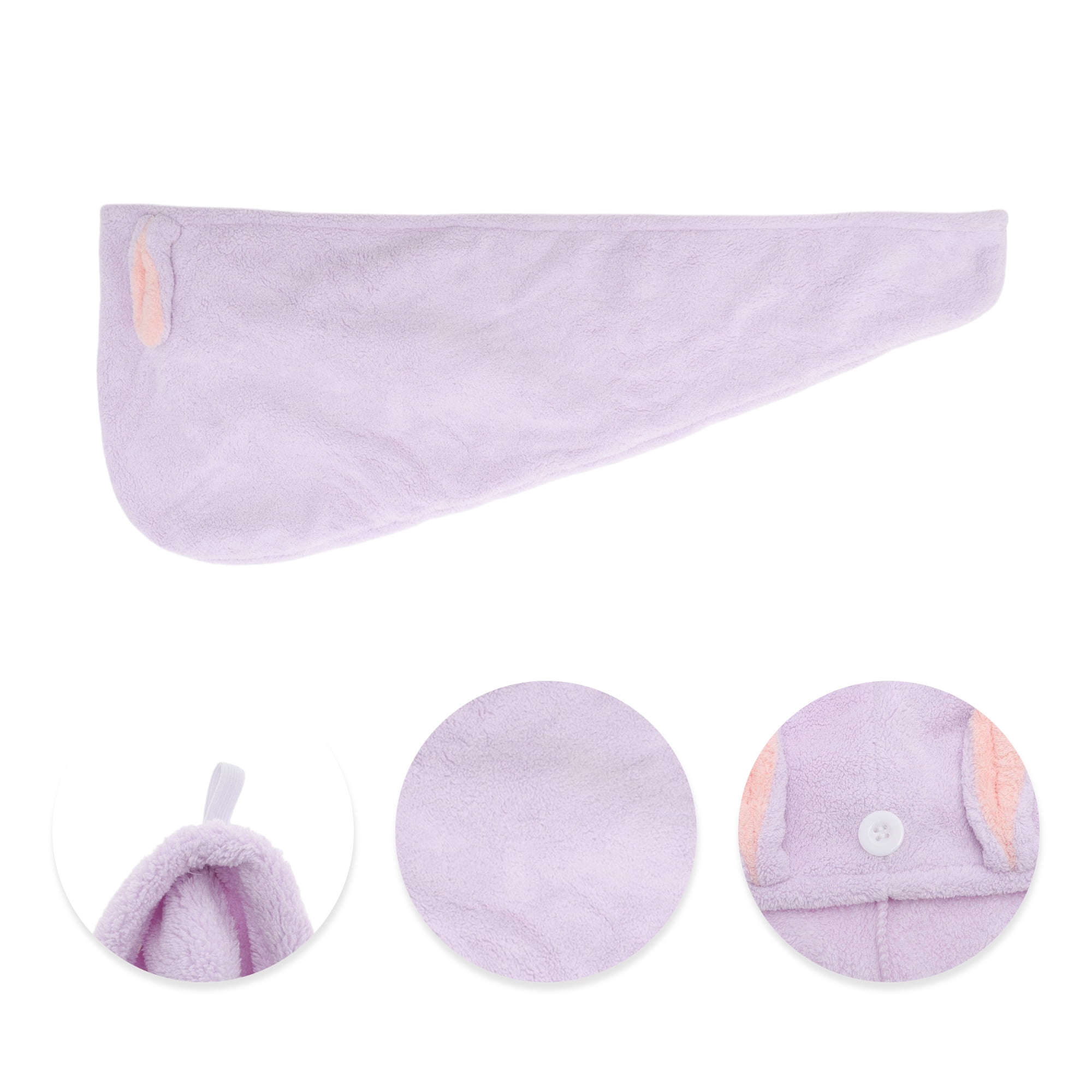 Unique Bargains 1pc Absorbent Cartoon Rabbit Ears-shaped Hair Towel 24.41"x 9.06" Purple