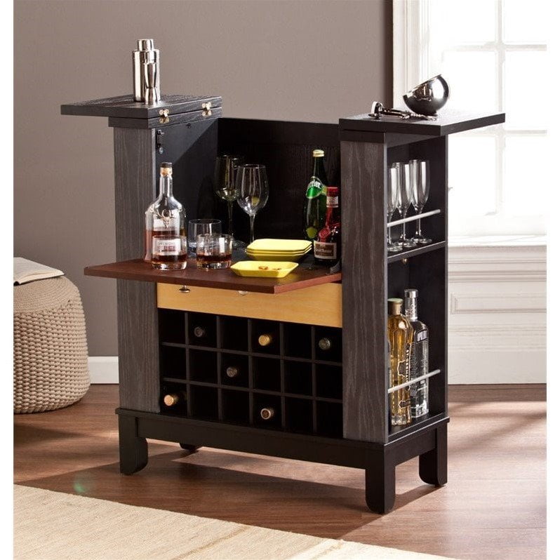 Southern Enterprises Warren Home Wine And Bar Cabinet In Black