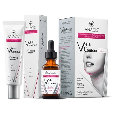 Neck Tightening Firming Double Chin Reducer Face Lift Vela Contour Serum & Cream. 2pcs (Best Cream For Double Chin)