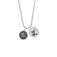 thumbnail image 2 of Delight Jewelry Silvertone Antiqued Round Seal - Initial - S - Silvertone Script Initial Disc - L - Charm Necklace, 20"+3", 2 of 4