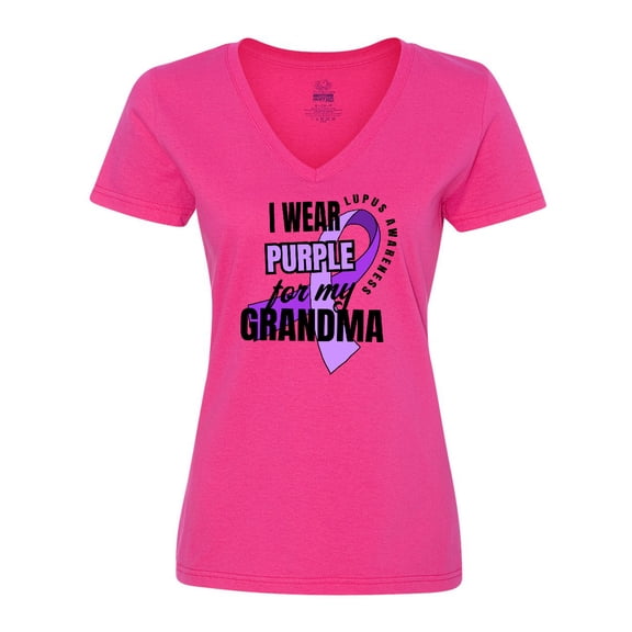 Inktastic I Wear Purple For My Grandma Lupus Awareness Women's V-Neck T-Shirt