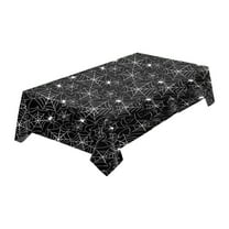 Btomtd 107.87 x 53.93 inch Spider Pattern Halloween Table Cloth Disposable Plastic Tablecloth Horror Theme Table Cloth Festive Party Use, Black