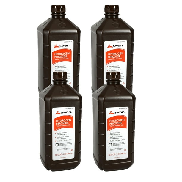 (4) Swan Hydrogen Peroxide 3 Topical Solution USP 32Oz First Aid