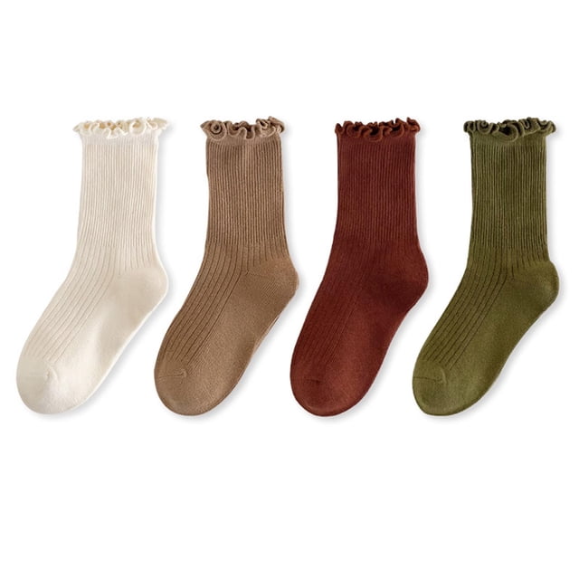 Girls 4-Pack Cotton Mid Tube Socks for Babies and Toddlers, Soft Comfortable Daily Wear