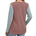 thumbnail image 4 of WCMZJ V Neck Long Sleeve Shirts for Women Color Block Casual Fall Tops Lightweight Tunic Sweaters Fashion Clothes 2024 Pink XL, 4 of 7