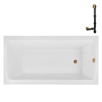 Streamline N-4340-748-BGL 60 in. x 32 in. Acrylic Soaking Drop-In Bathtub in Glossy White, With External Drain in Brushed Gold