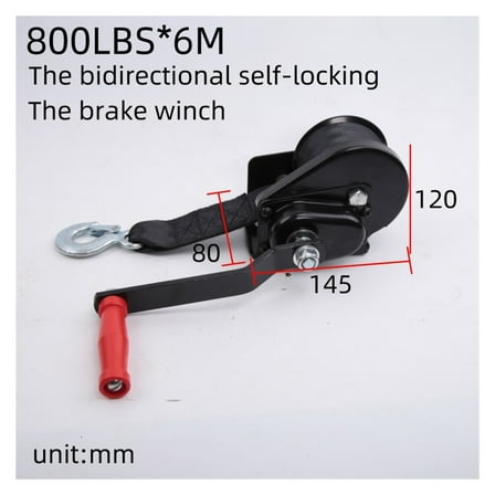 Manual Winch,800LBS 6M Boat Truck Auto Portable Manual Winch Webbing, Hand Tool Lifting Sling ,Outstanding Load Capacity