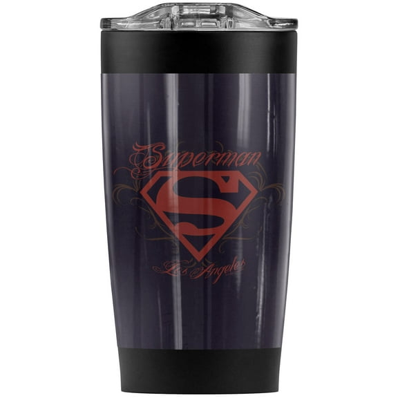 Superman Los Angeles Stainless Steel Tumbler 20 oz Coffee Travel Mug/Cup, Vacuum Insulated & Double Wall with Leakproof Sliding Lid | Great for Hot Drinks and Cold Beverages