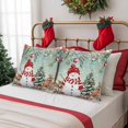 thumbnail image 6 of Outdoor Pillow Covers Waterproof Pillow Cases Protector Snowman Xmas Ball Reindeer Poinsettia Pillowcase Pack of 2 Pine Tree Berry Ombre Teal Throw Cushion Case for Pation Furniture,Couch,16x16 in, 6 of 9